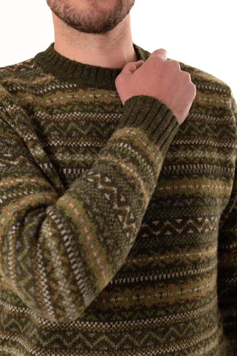 Mens Fair isle Kinnaird Jumper - Green