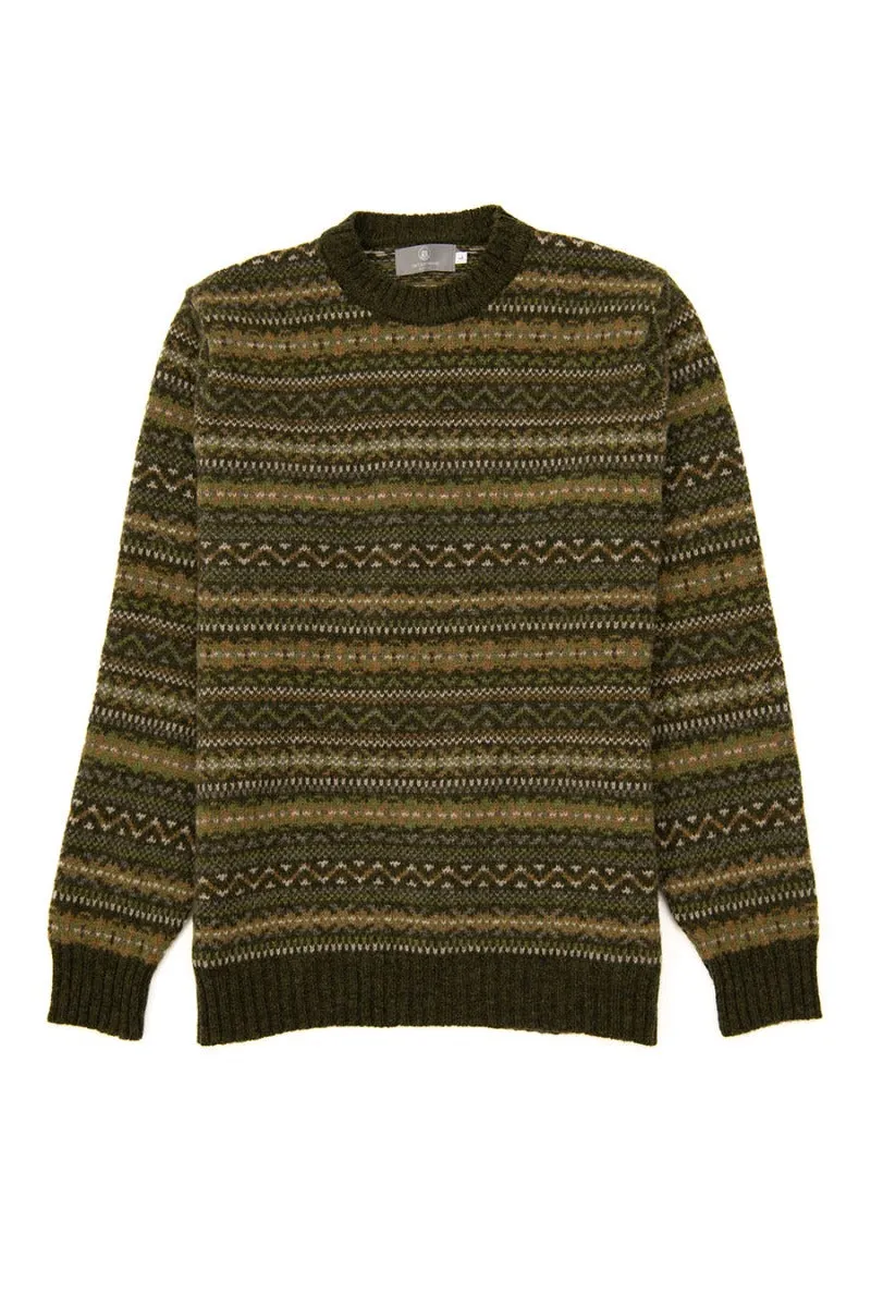 Mens Fair isle Kinnaird Jumper - Green