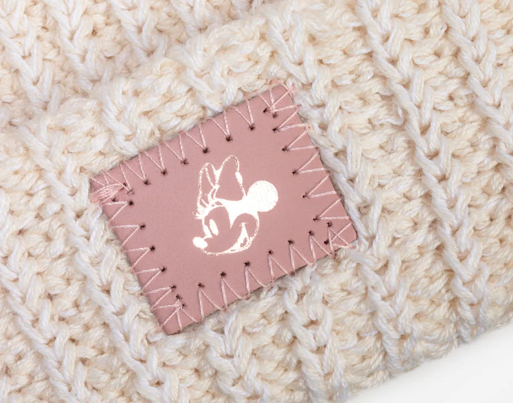 Minnie Mouse Baby White Speckled Double Pom Beanie