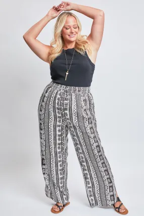 Missy Plus Size Linen Elastic Waist Pant With Slit Hem 6 Pack