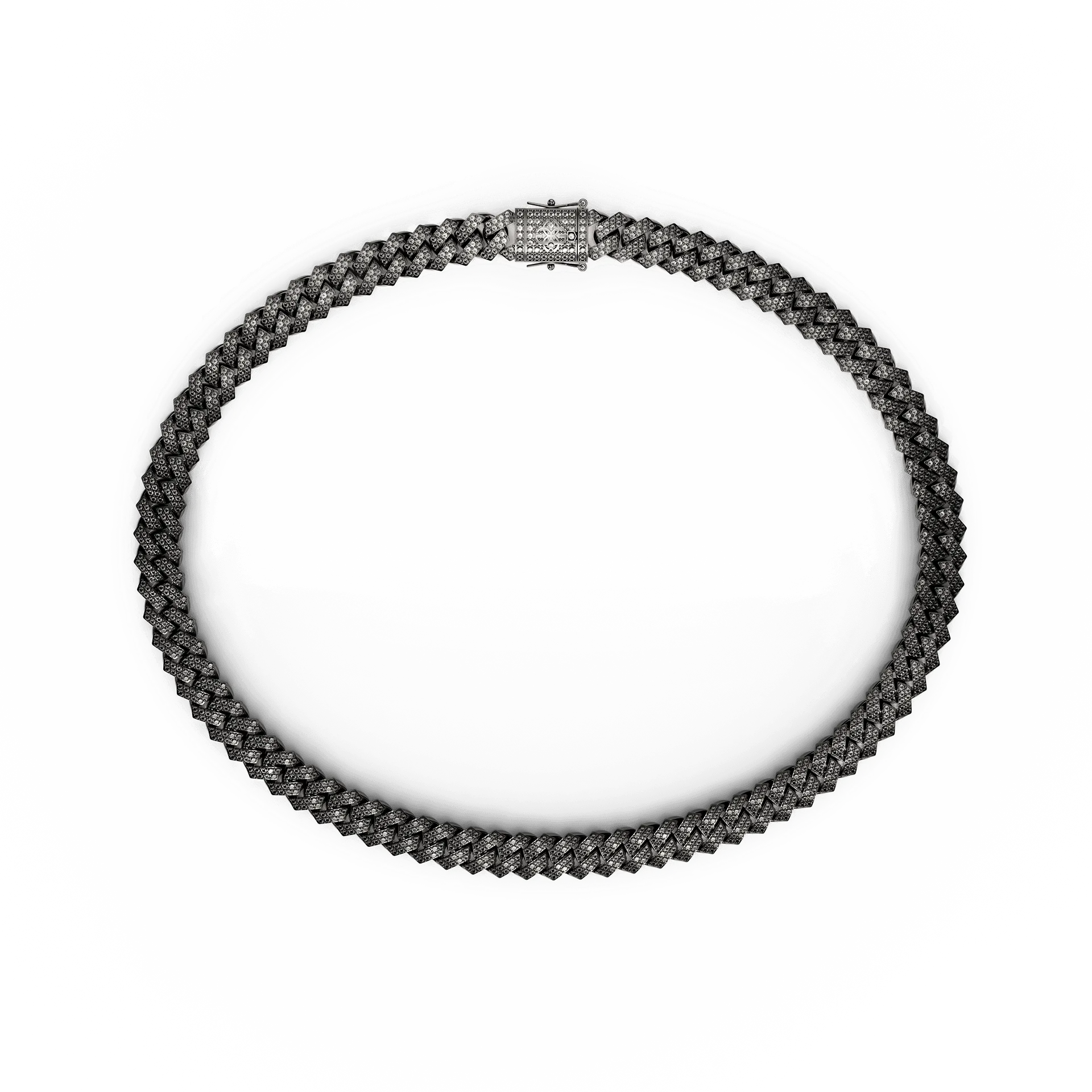 Necklace - Cuban Iced - Black