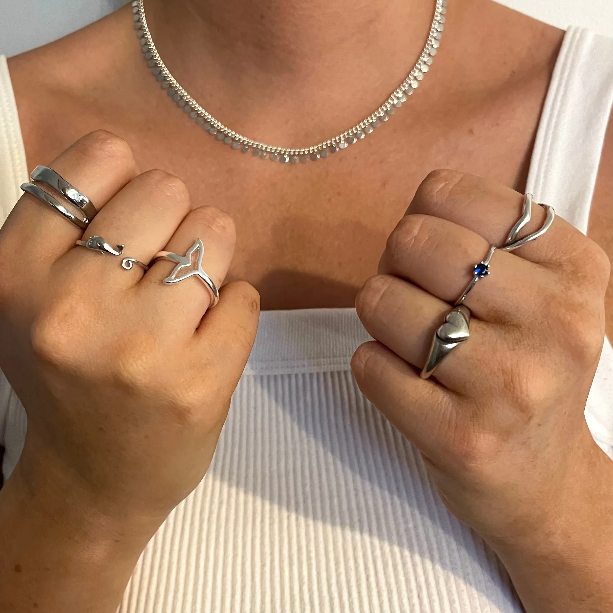 Praya | Adjustable Solid Sterling Silver Whale/Mermaid Tail Ring