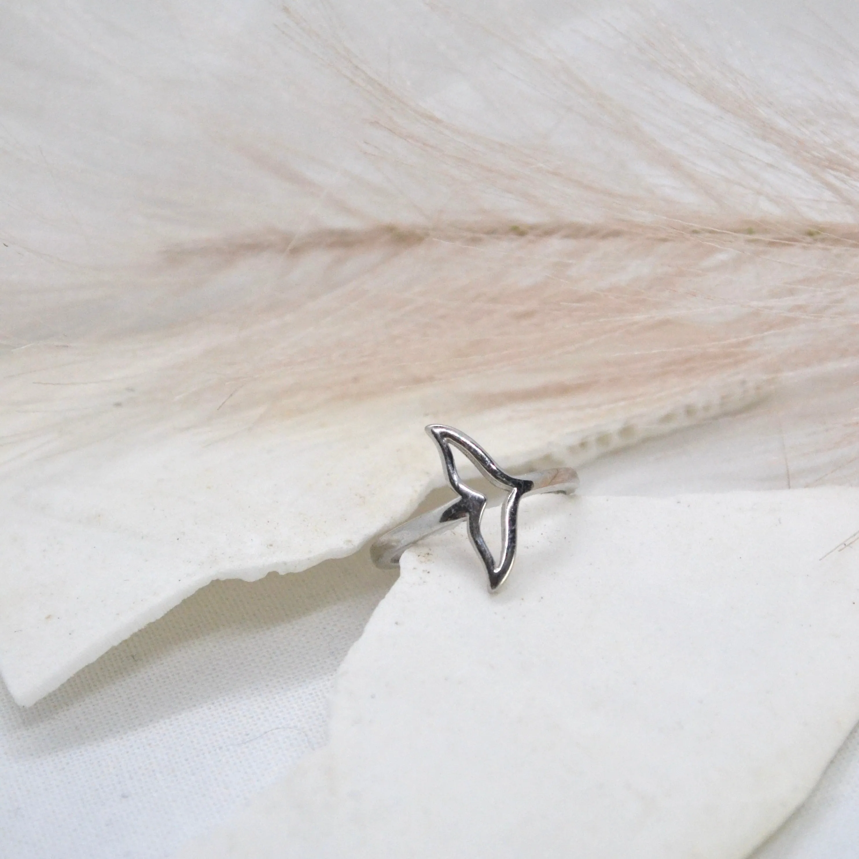 Praya | Adjustable Solid Sterling Silver Whale/Mermaid Tail Ring