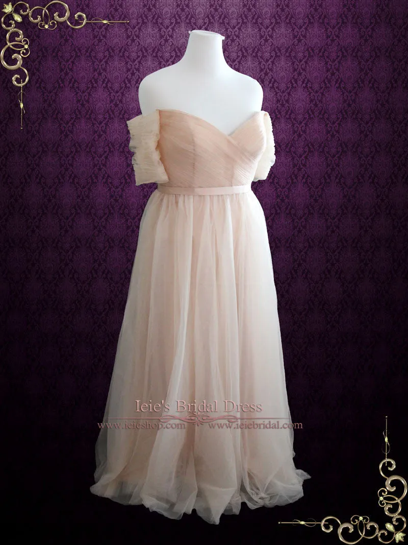 Ready to Wear Blush Whimsical Off Shoulder Formal Dress | KAYLA