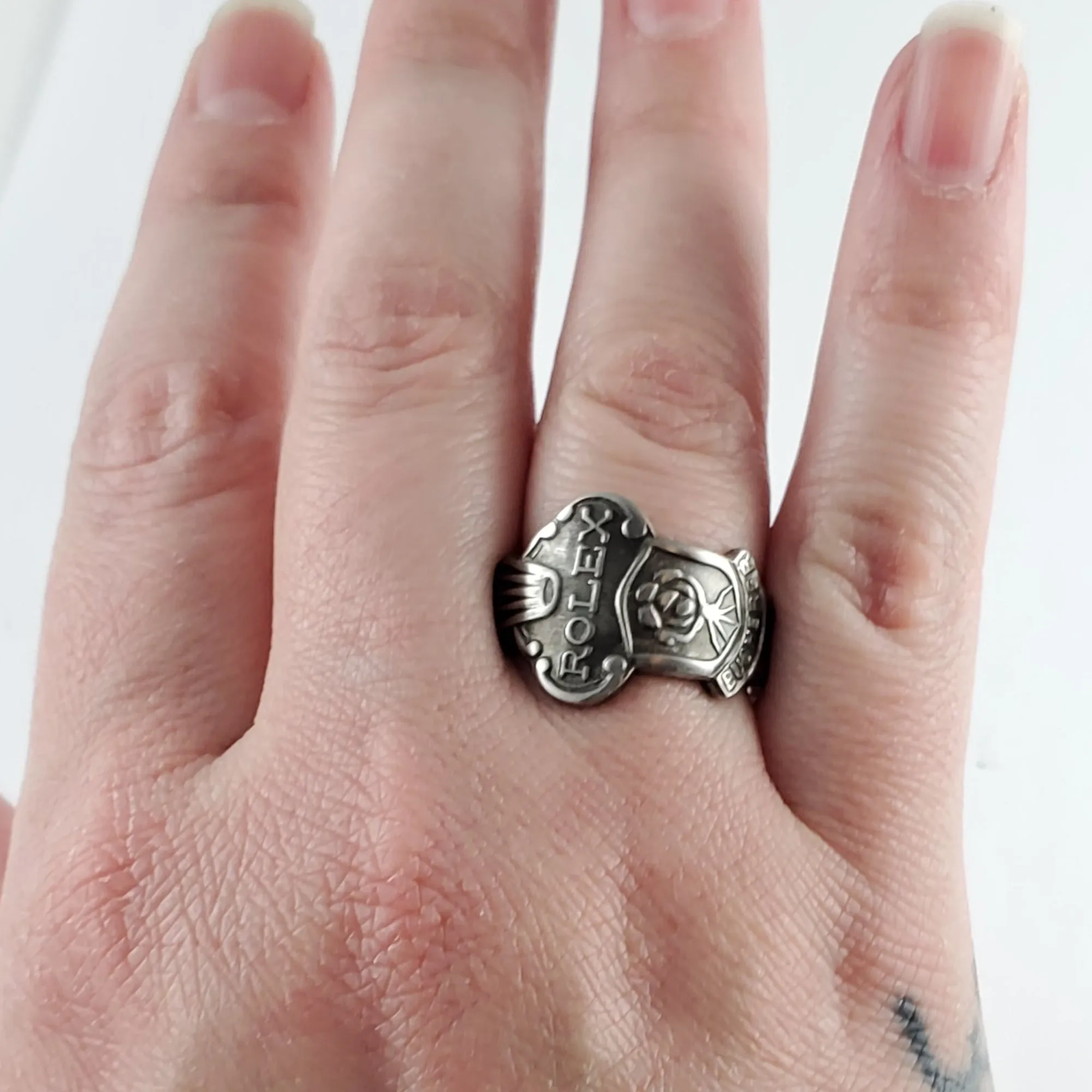 Rolex Tree Interlaken Stainless Steel Spoon Ring