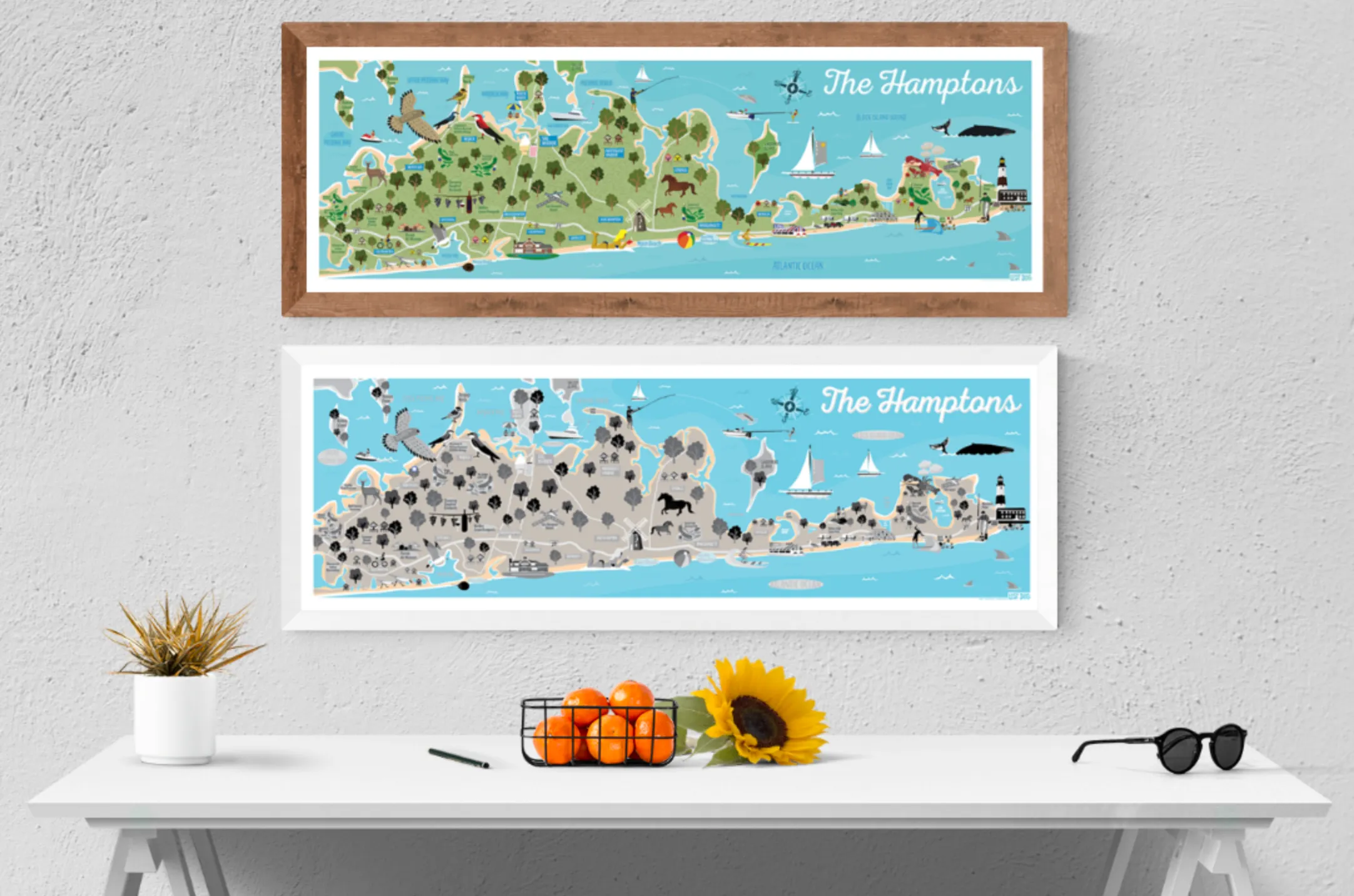 The Hamptons Map Illustration