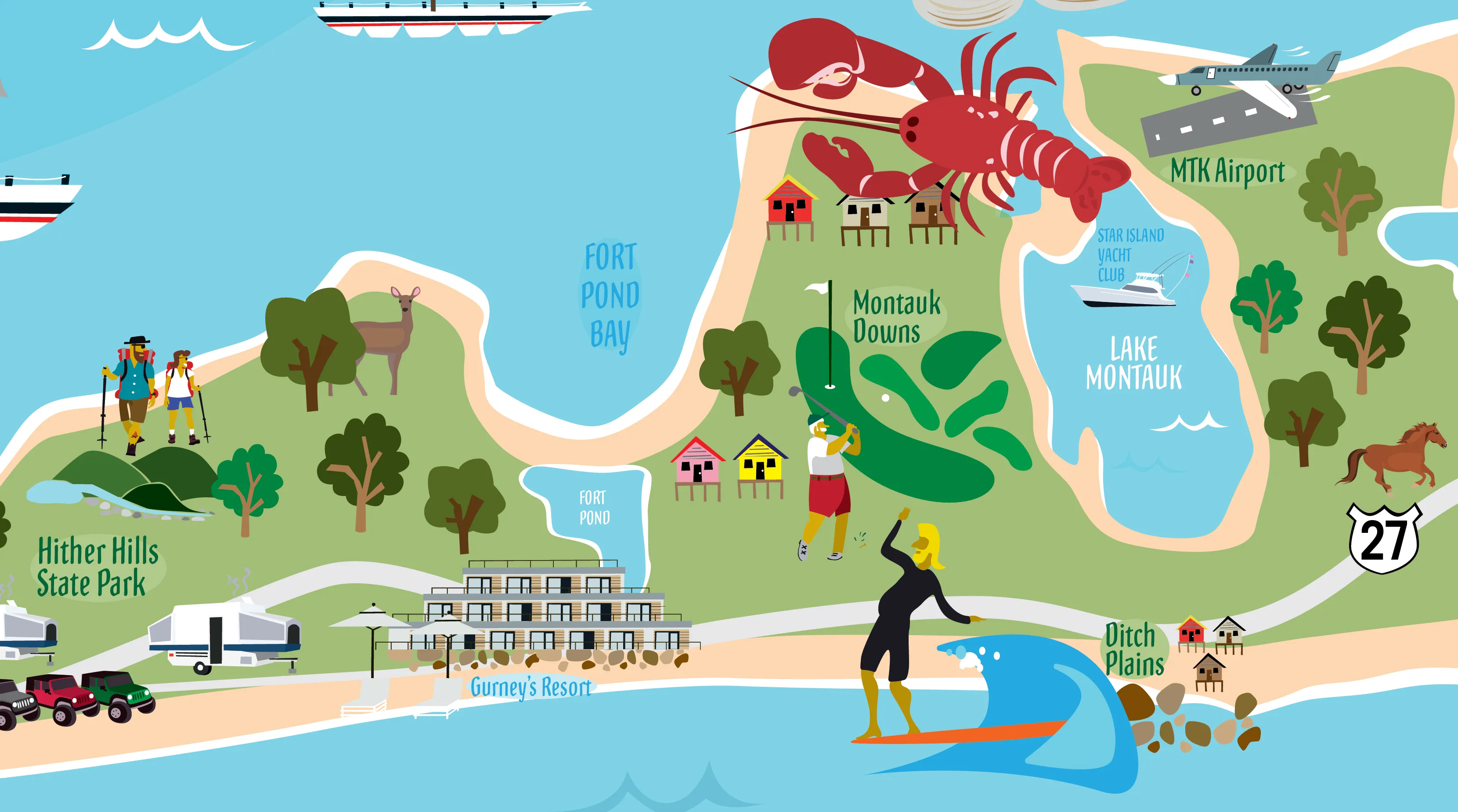 The Hamptons Map Illustration